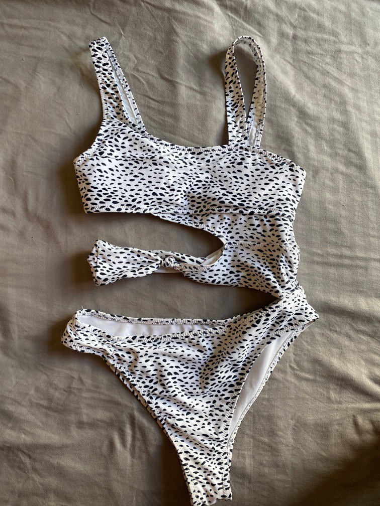 Polkadots Cut Out One Piece Bikini Women S Fashion Swimwear Bikinis Swimsuits On Carousell