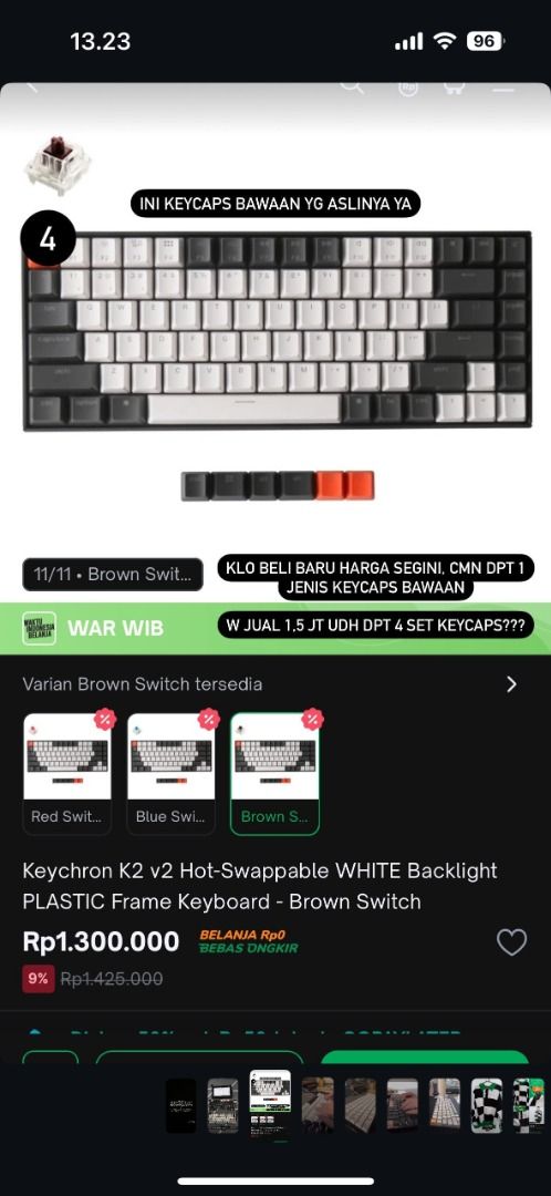 Keyboard Keychron K V Hot Swappable White Backlight Plastic Frame Bonus Set Keycaps