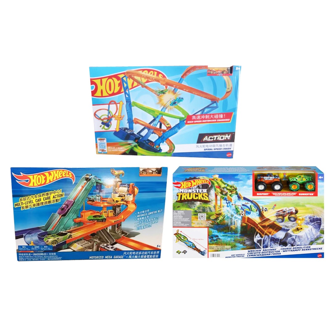 Hot Wheels Toy Monster Trucks Playset Wreckin Raceway With Bigfoot Gunkster In Scale