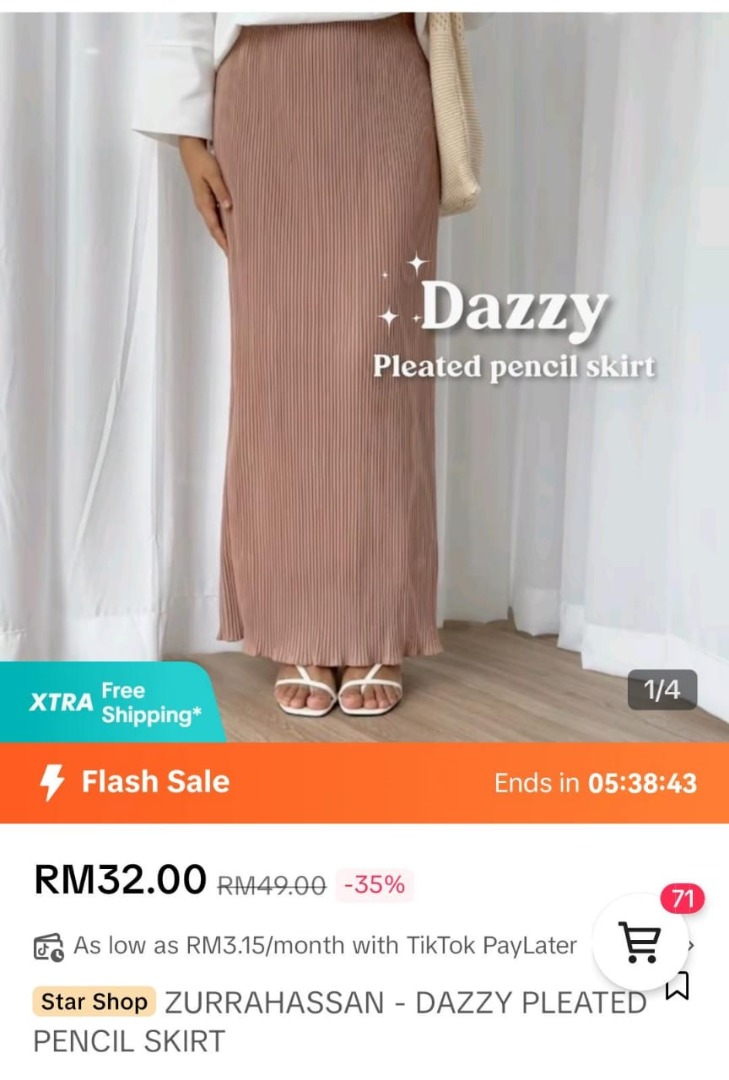 Dazzy Pleated Loose Pencil Skirt Nude Cream Brulee Rm Women S Fashion Bottoms Skirts On