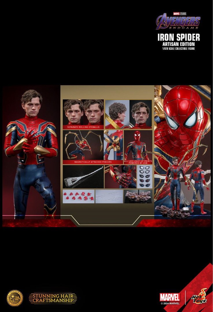 首日首小時 MMS762AE 植髮版本 Hot Toys Iron Spider ARTISAN EDITION 興趣及遊戲 玩具 遊戲類 Carousell