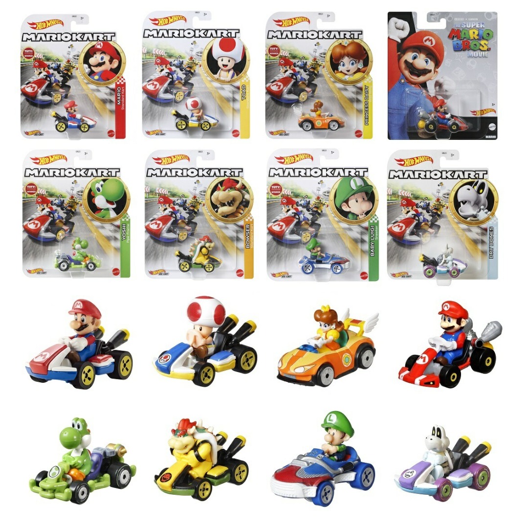 現貨日本正品 任天堂 Nintendo Super Mario Bros 超級瑪利歐 瑪利奧 孖寶兄弟 Hot Wheels Mario kart 卡丁車 回力車 迴力車 風火輪 車 車仔
