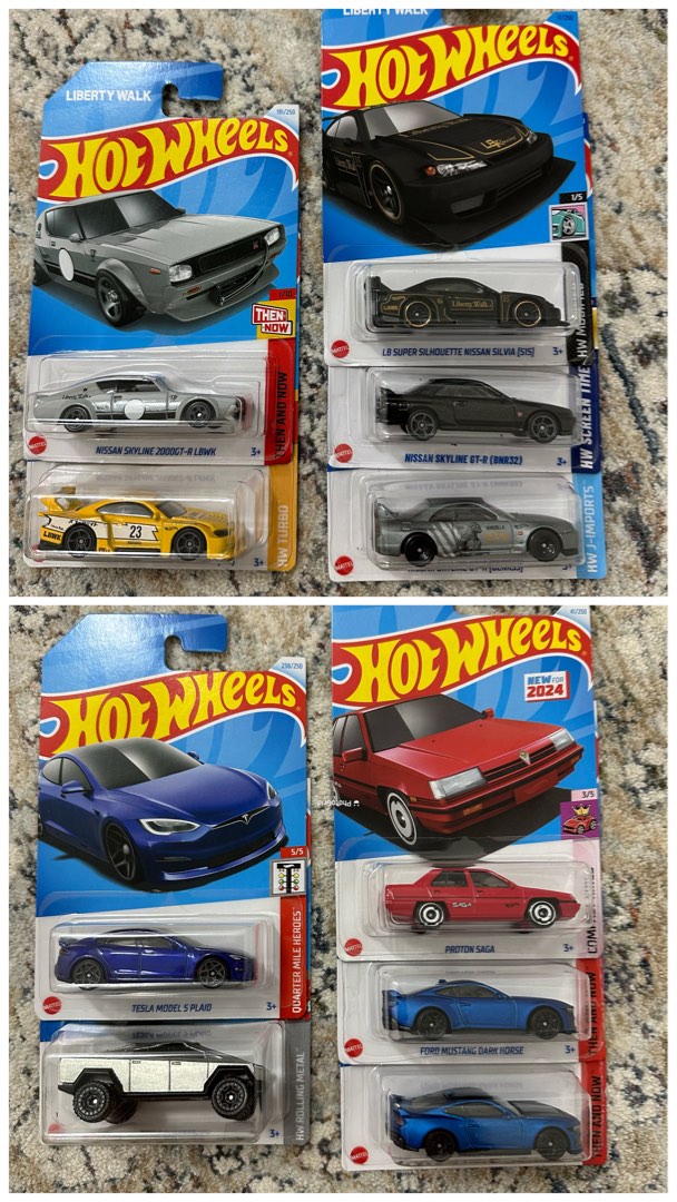 Hot Wheels Lot Nissan Skyline R R Liberty Walk Proton Saga Tesla Cybertruck Nissan Sylvia