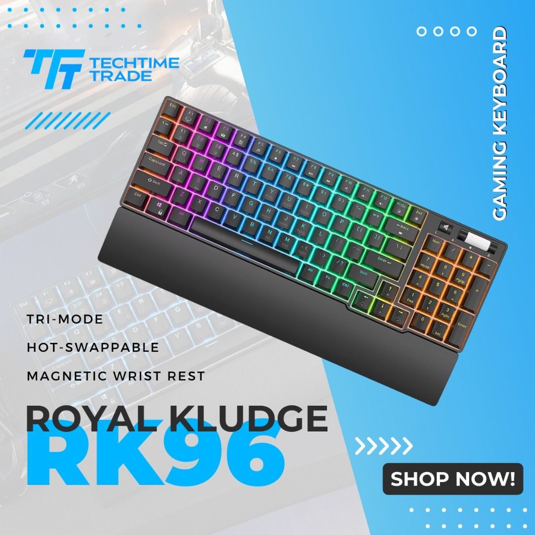 Royal Kludge RK96 Tri Mode RGB 96 Keys 90 Hot Swappable Mechanical Keyboard Computers Tech