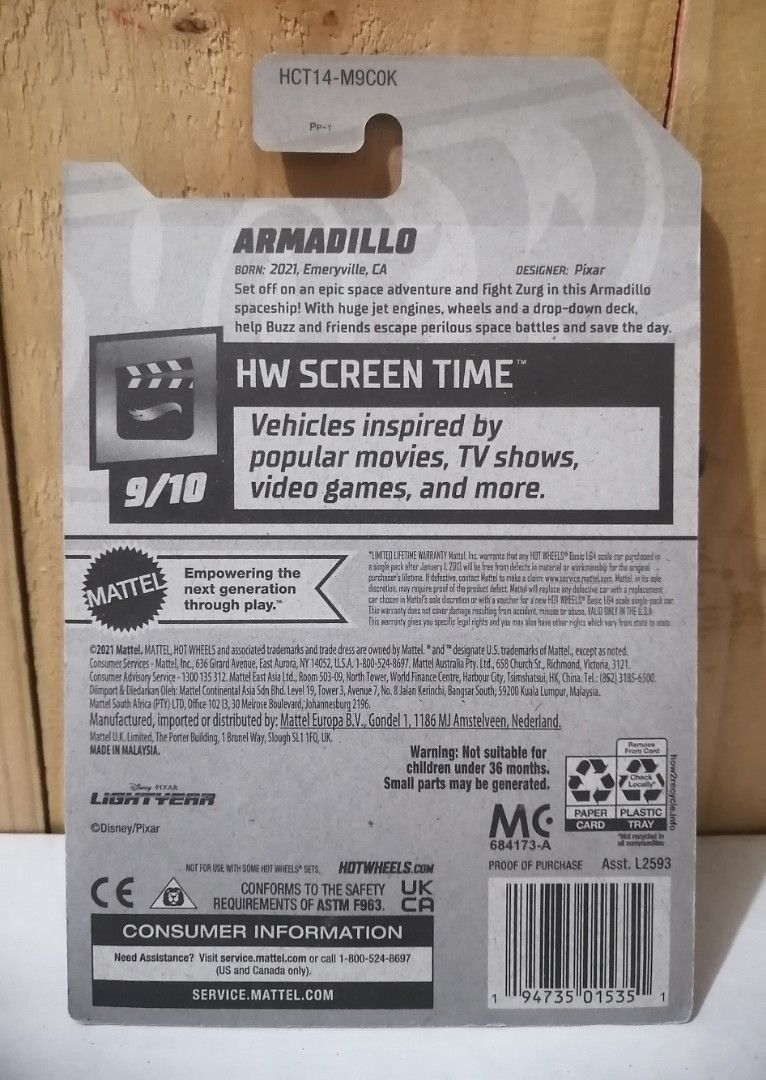 Hot Wheels Disney Pixar Lightyear Armadillo HW SCREEN TIME 9 10 Hobbies Toys Toys Games On