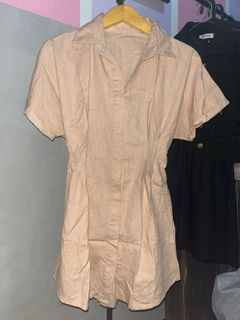Knit Dress Wrna Nude Blush Fesyen Wanita Pakaian Wanita Gaun Rok