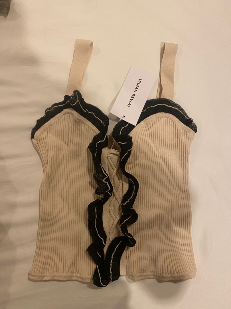 Nude Frilly Tank Top Women S Fashion Tops Blouses On Carousell