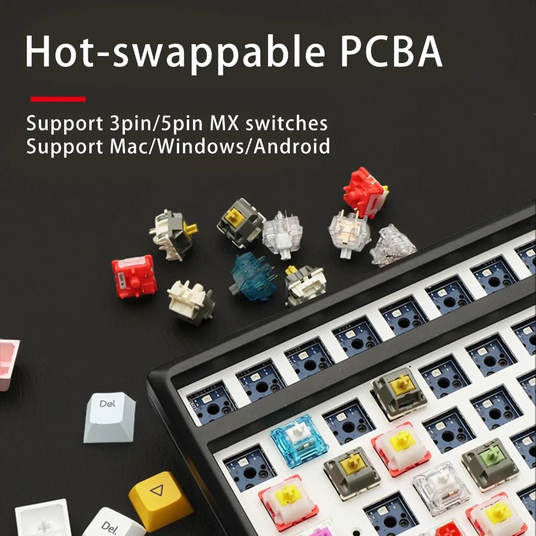 Tri Mode Wireless Mechanical Keyboard Kit Only Bluetooth Hot Swapable MMD Gmk Royal