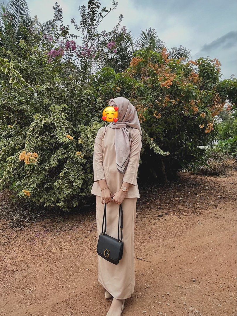 Nude Kurung Set Women S Fashion Muslimah Fashion Baju Kurung Sets On Carousell