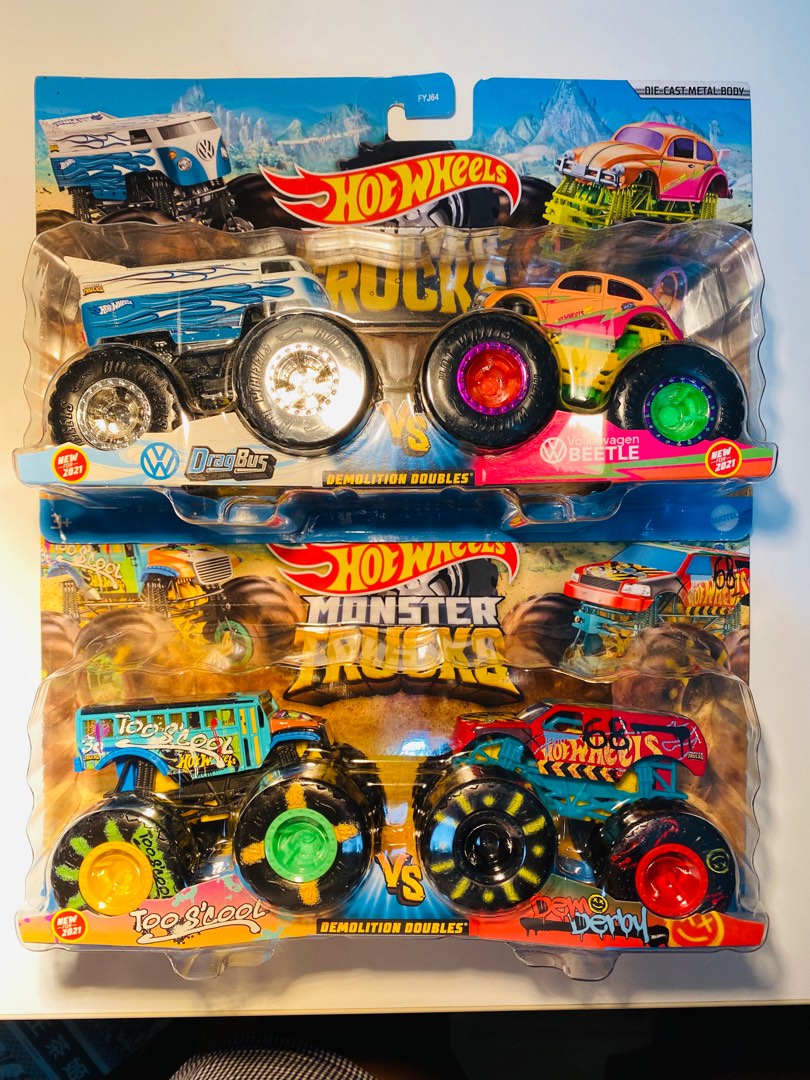 Hot Wheels Monster Trucks Demolition Doubles Vw Dragbus Beetle Demo
