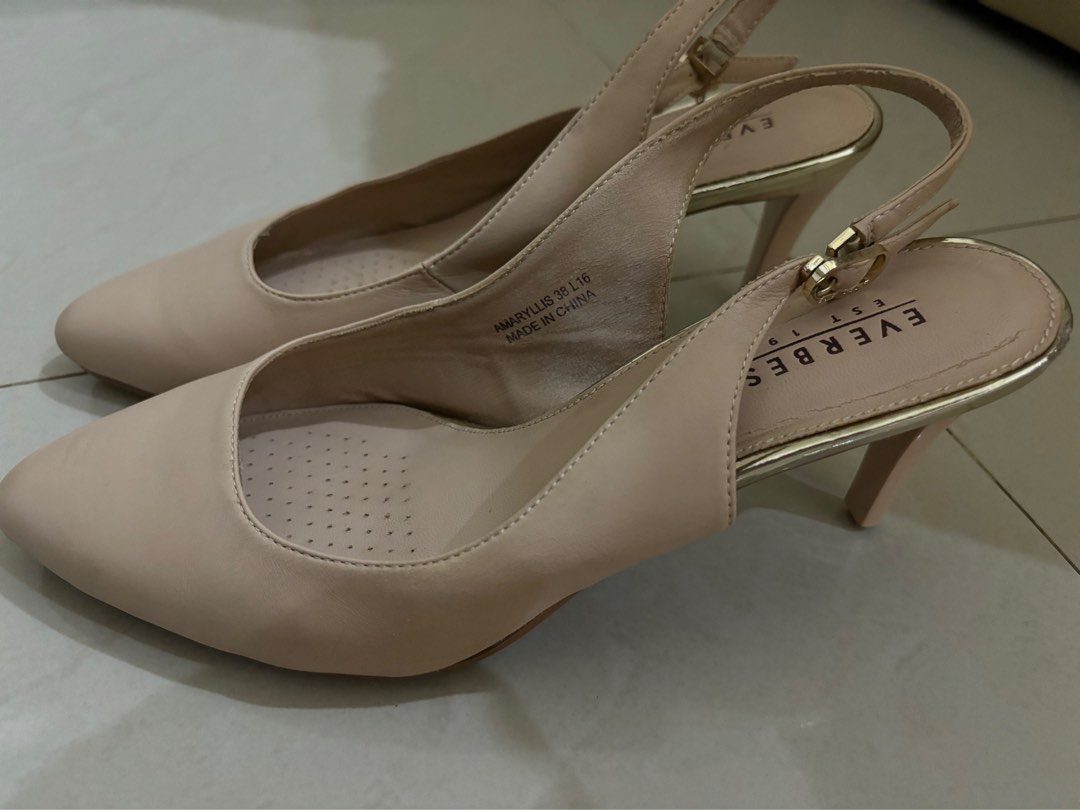 Everbest Heels Nude Fesyen Wanita Sepatu Di Carousell