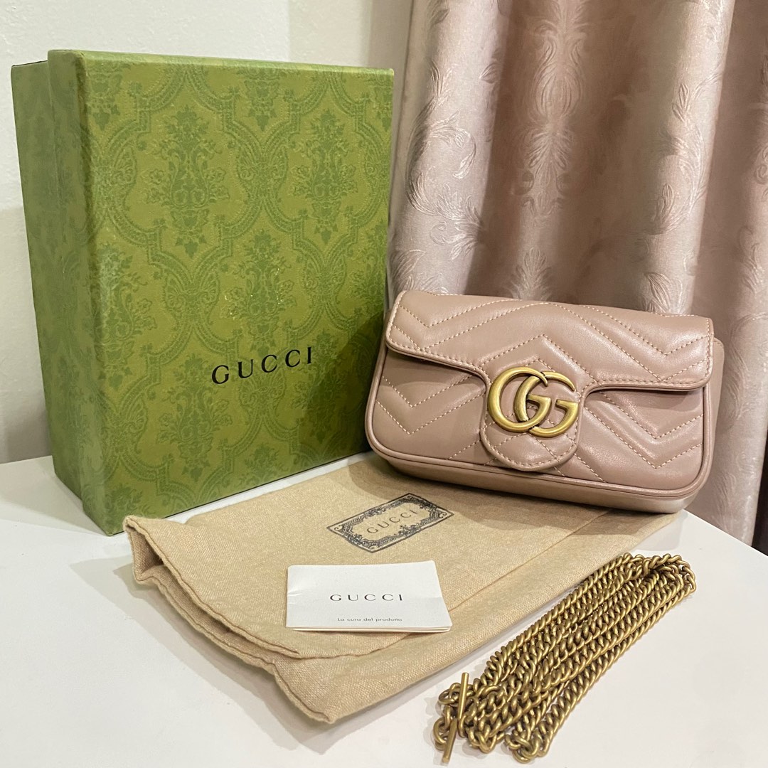 Gucci Marmont Super Mini Nude Ghw Like New Barang Mewah Tas Dompet