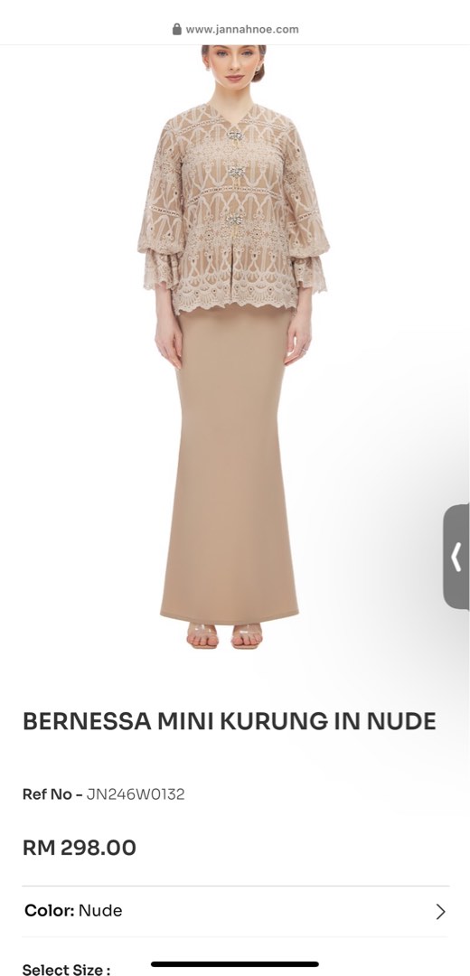 Jannahnoe Bernessa Mini Kurung In Nude Women S Fashion Muslimah