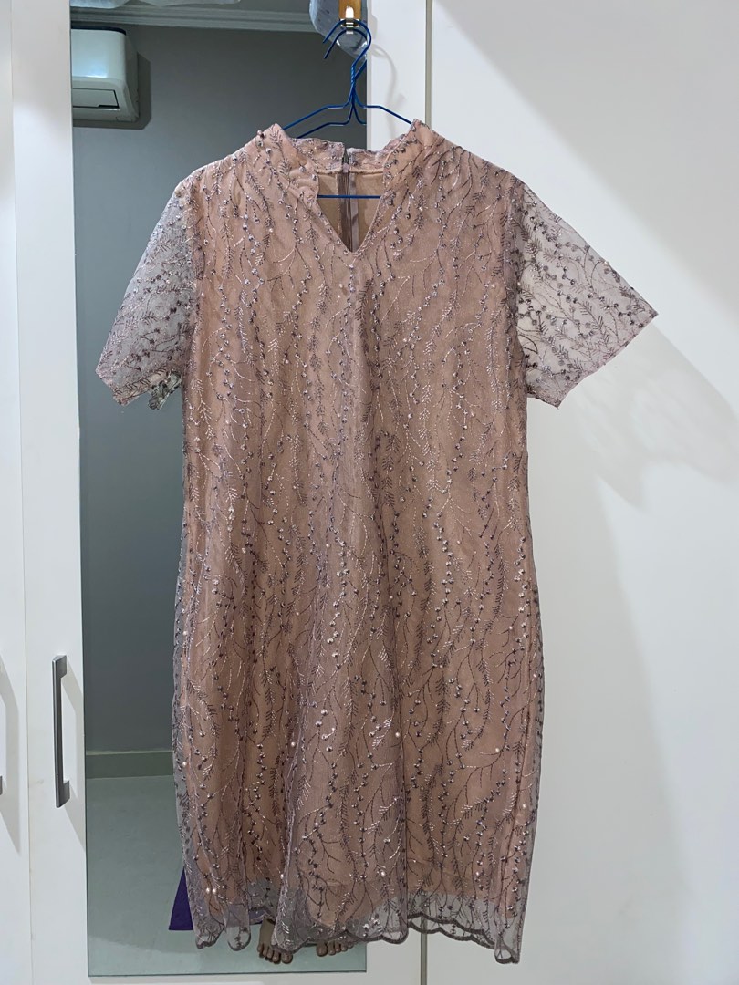 Tunik Dress Pesta Coksu Nude Coklat Fesyen Wanita Pakaian Wanita
