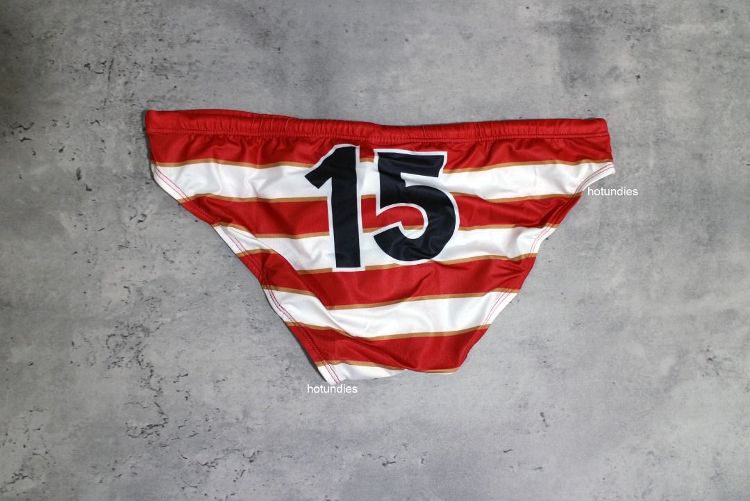 全新 L碼 GX3 Rugger Swimwear Men Bikini Red 男 泳褲 比基尼 紅白 男裝 褲半截裙 沙灘褲 Carousell