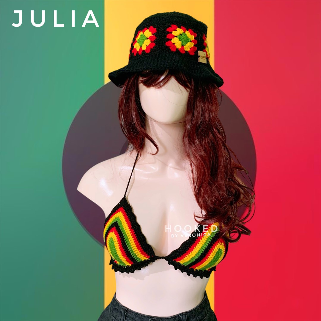 Crochet Rasta Bikini Top Women S Fashion Swimwear Bikinis Swimsuits On Carousell