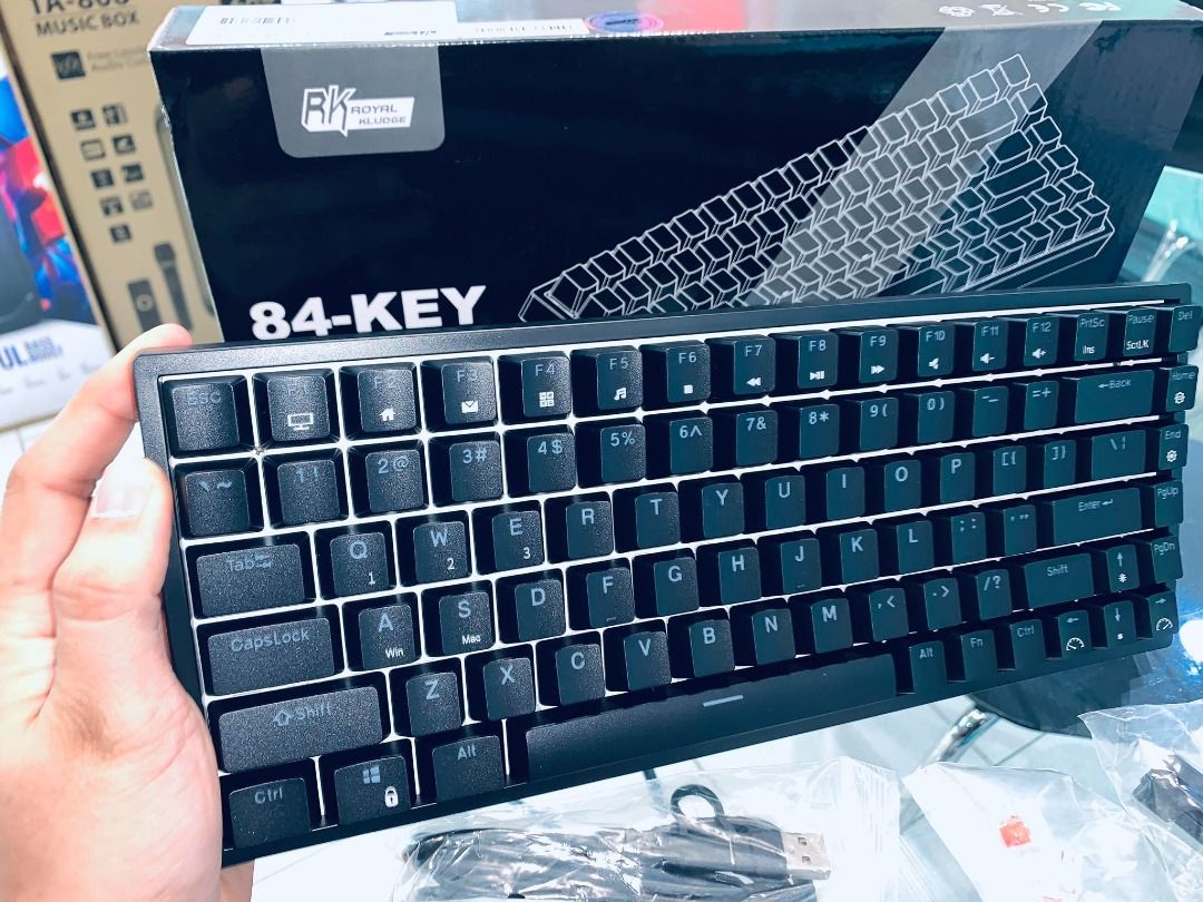 Royal Kludge Rk Rgb Hot Swap Black Keyboard Red Switch Tri Mode Bluetooth Wired Ghz Rech