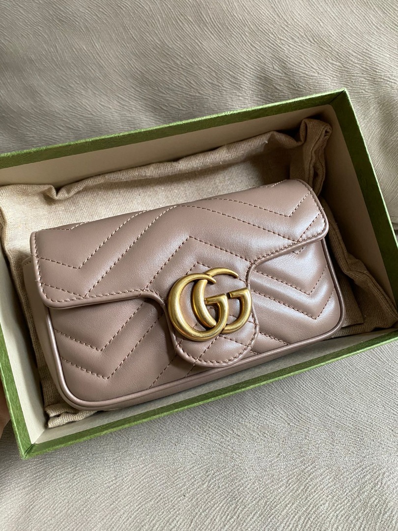 Vgc Gucci Marmont Supermini Nude Ghw With Db Dan Box Barang