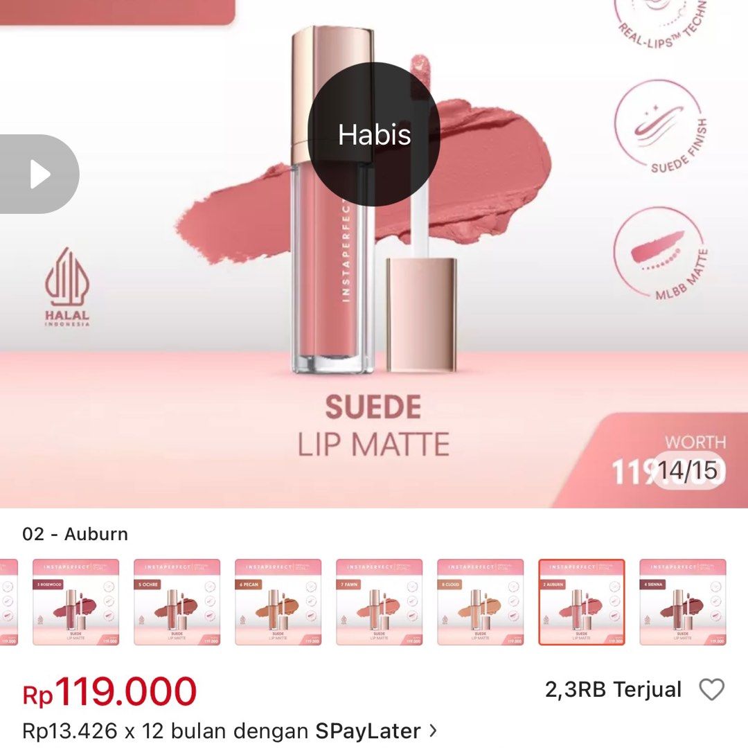 New Instaperfect Suede Lip Matte Mlbb Nude Lip Cream Kesehatan