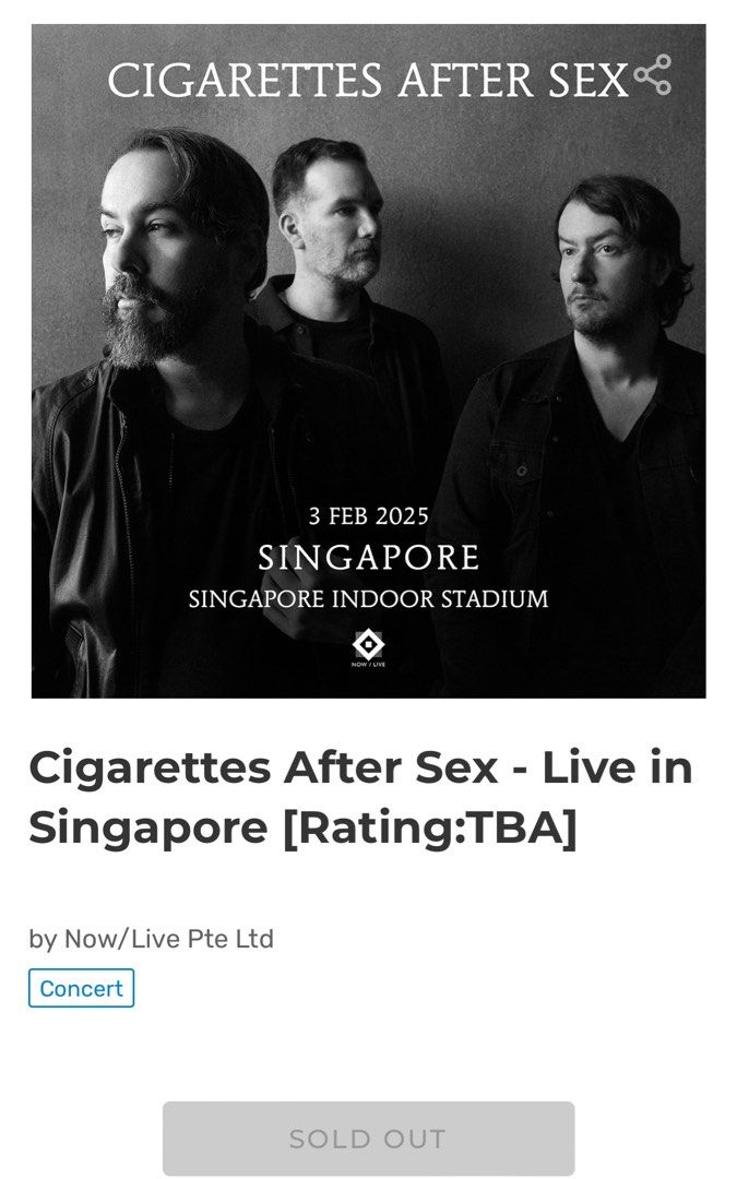 Cigarettes After Sex X Standing Pen A Tickets Vouchers Event