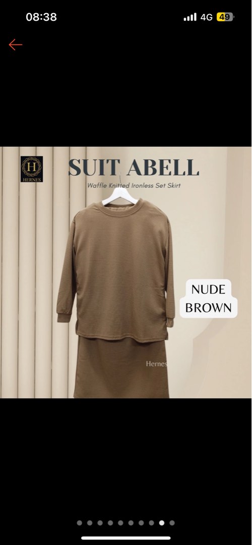 Set Waffle Knited With Skirt Nude Brown Women S Fashion Dresses