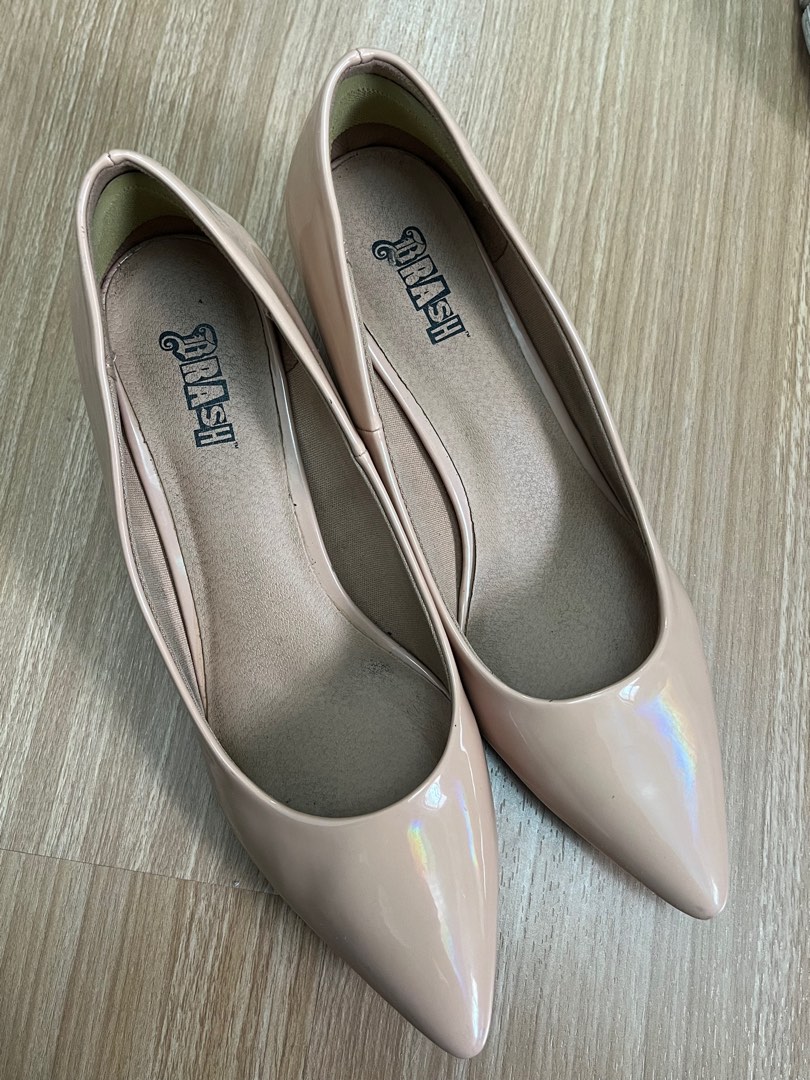 Brash Nude Holographic Heels Women S Fashion Footwear Heels On Carousell