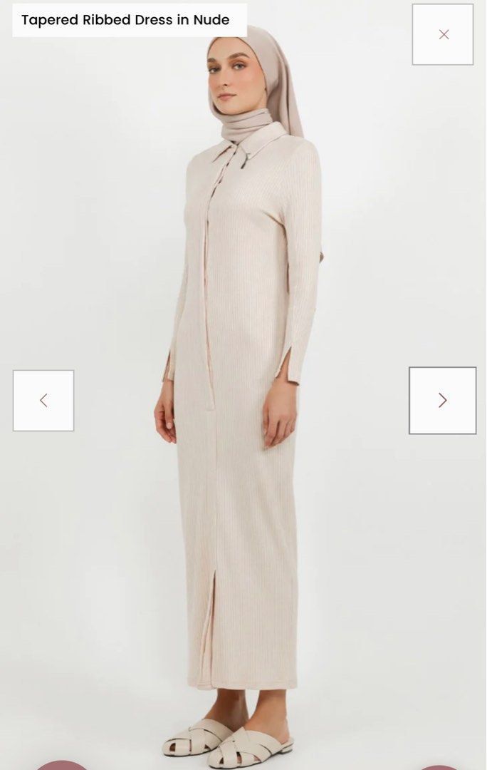 Lilit X Fiziwoo Tapped Nude Dress Women S Fashion Muslimah Fashion