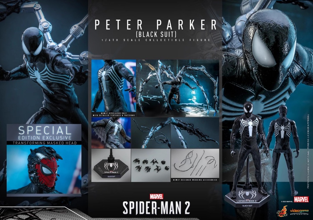 Hot Toys Marvels Spider Man 2 1 6th Scale Peter Parker Black Suit Collectible Figure