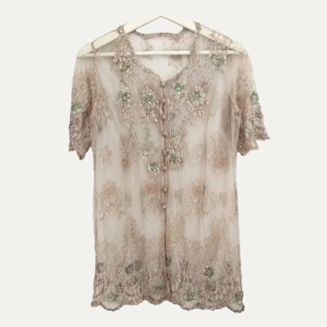 Preloved Kebaya Cream Payet Crystal Nude Kondangan Lamaran Wisuda