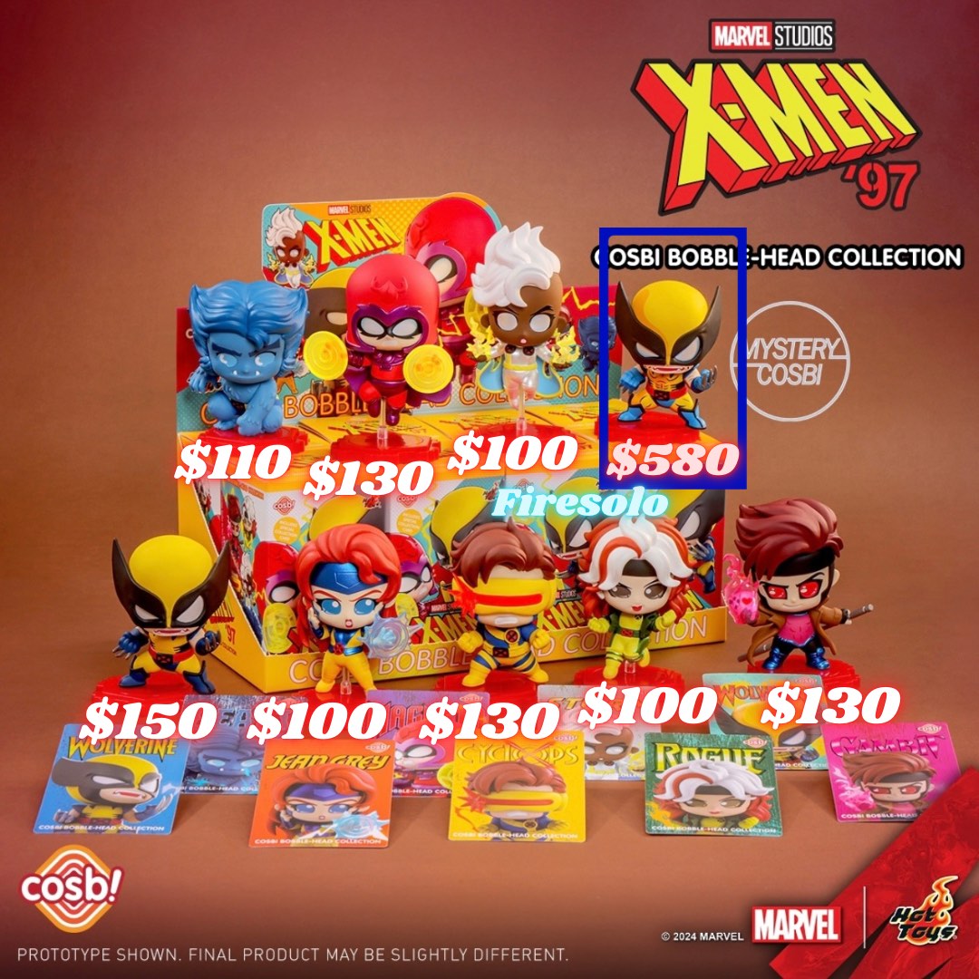 隱藏 全新未開袋 Cosbi 金剛狼 Wolverine Hottoys Hot toys X MEN 變種特攻 97 盲盒 隱藏 Mystery 牌王 金牌手 萬磁王 風暴女 鳳凰女 雷射眼