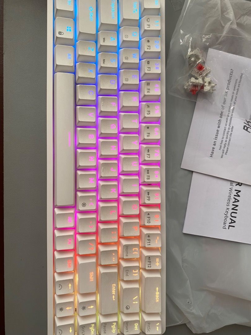Royal Kludge G Tri Mode Rgb Keys Hot Swappable Mechanical Keyboard White Red Switch
