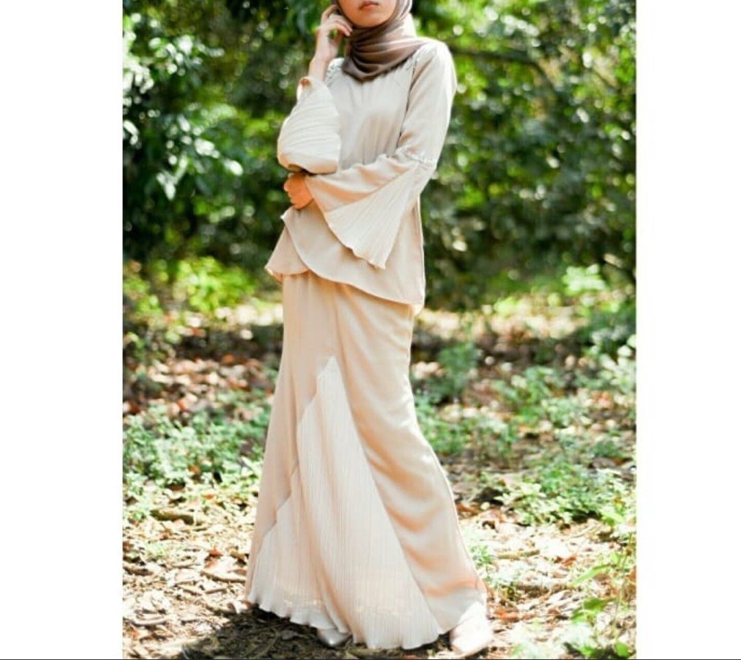 Beige Brown Nude Baju Kurung Women S Fashion Muslimah Fashion