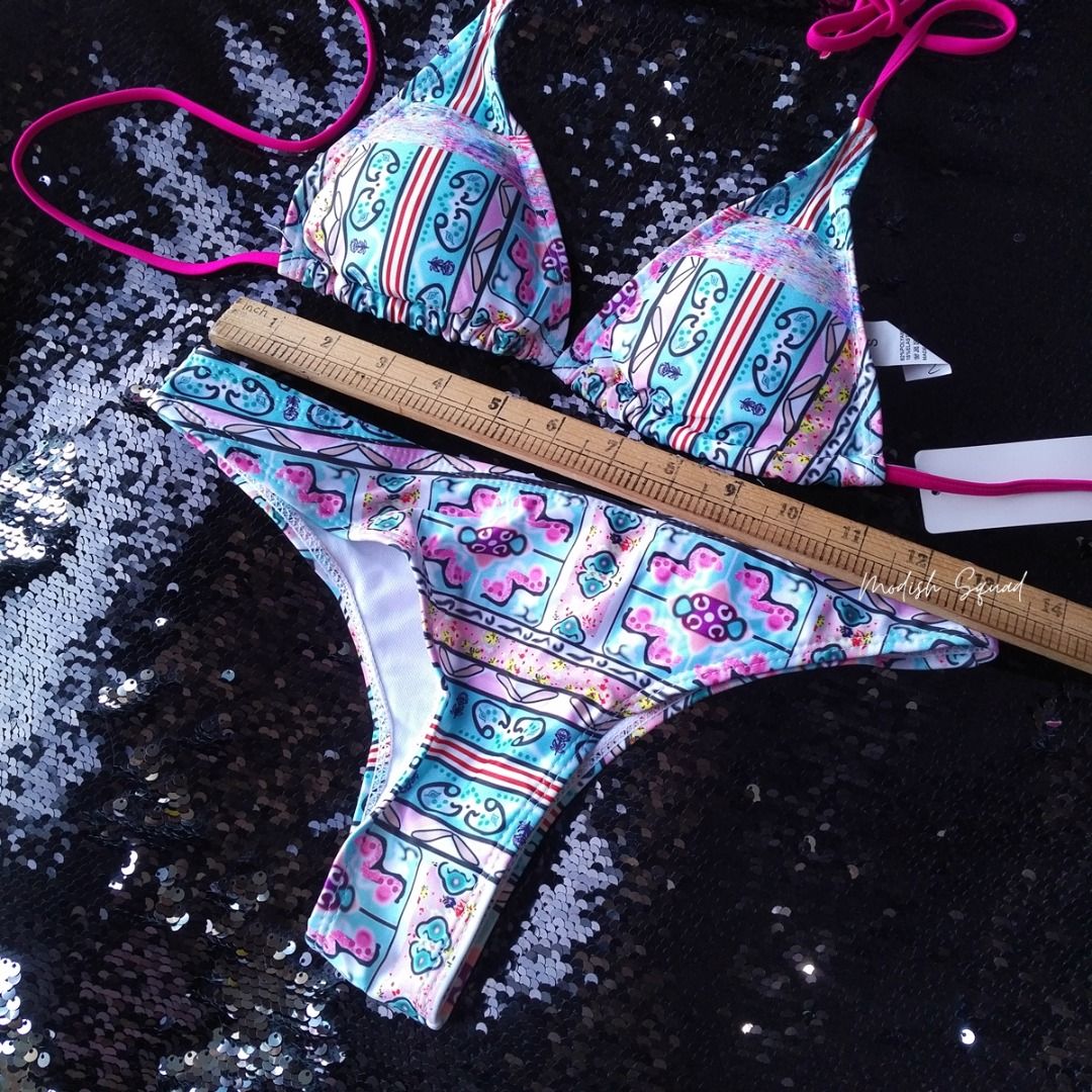 Cod Lalamove Bnew Pastel Bikini Set Pc Bikini Pastel Paisley Bikini Paisley Swimsuit Boho