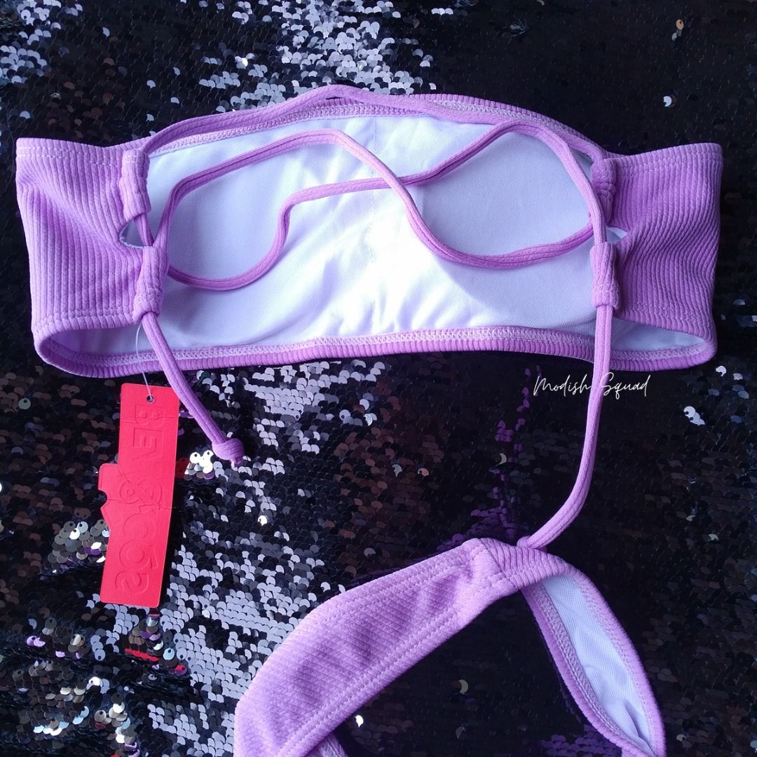 Cod Lalamove Bnew Purple Bandeau Bikini Purple Swimsuit Lavender Swimsuit Strappy Bikini Tube