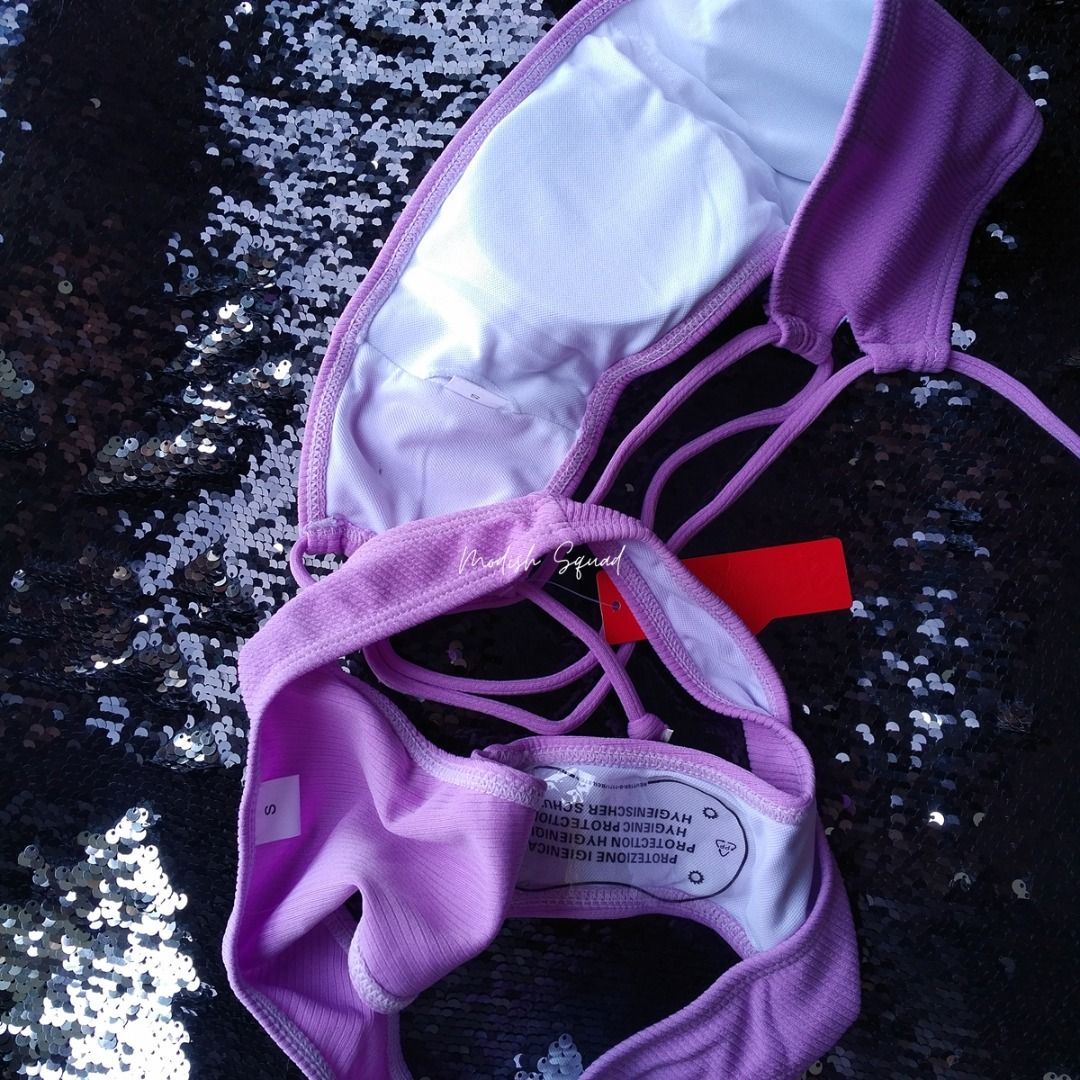 Cod Lalamove Bnew Purple Bandeau Bikini Purple Swimsuit Lavender Swimsuit Strappy Bikini Tube