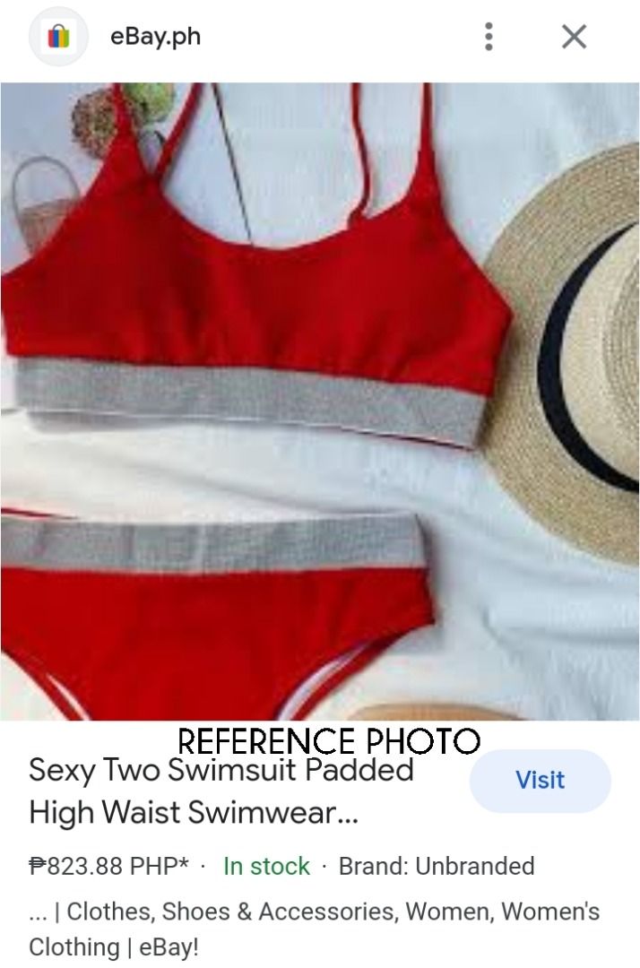 Cod Lalamove Bnew Red Bikini Pc Bikini Red Swimsuit High Waist Bikini Silver Band Pageant