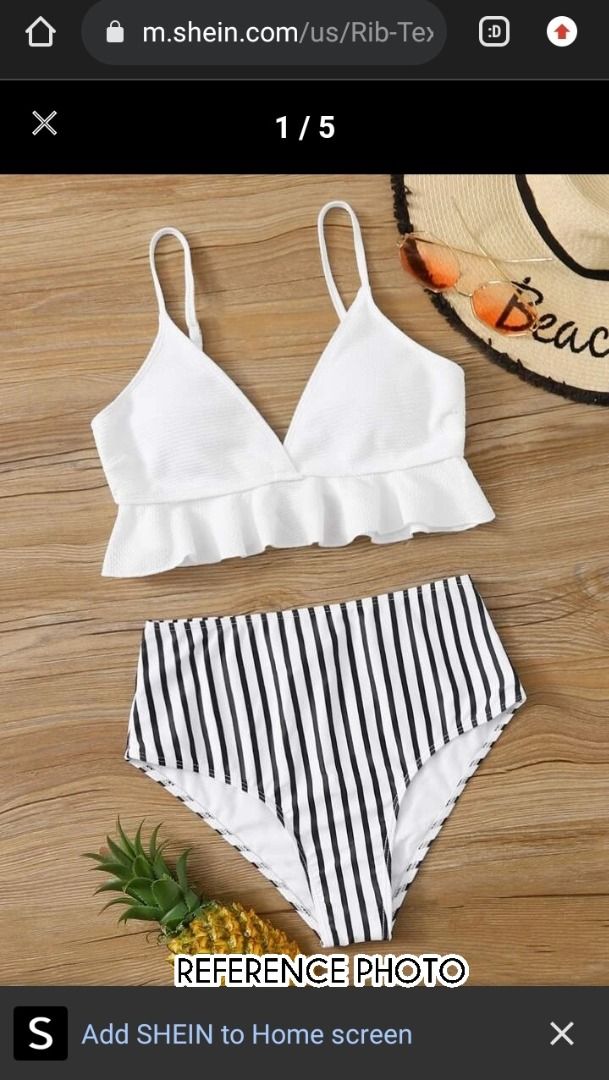 Cod Lalamove Bnew Shein Bikini Shein Swimsuit B W Bikini Stripes Bikini High Waist Bikini