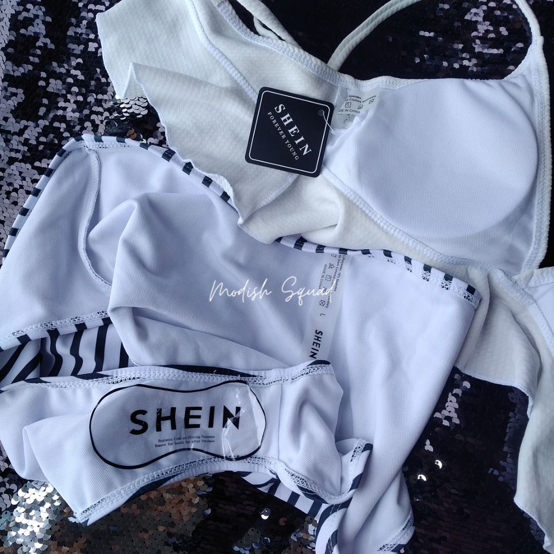 Cod Lalamove Bnew Shein Bikini Shein Swimsuit B W Bikini Stripes Bikini High Waist Bikini