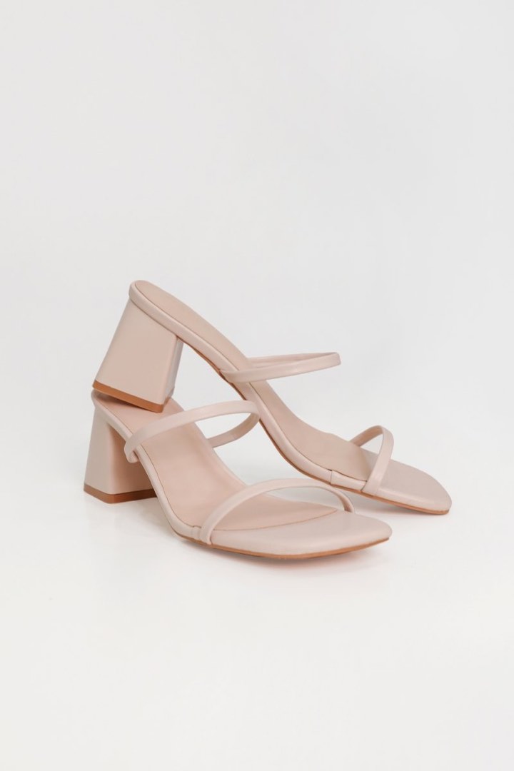 Lovet Mailey Double Strap Heels In Nude Blush Women S Fashion Footwear Heels On Carousell