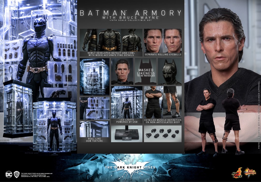 全新Hottoys MMS Batman Armory 騎士 Hot Toys黑暗騎士黎明昇起蝙蝠俠武器格納庫與布魯斯韋恩 比例收藏套裝組 興趣及遊戲 玩具