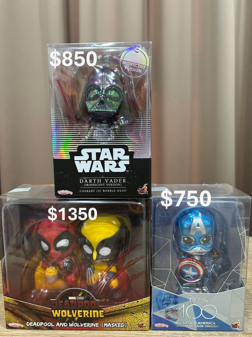 Hot Toys Cosbaby 漫威 死侍與金鋼狼 STAR WARS 黑武士幻彩版 迪士尼100周年 美國隊長電鍍版 書籍休閒與玩具