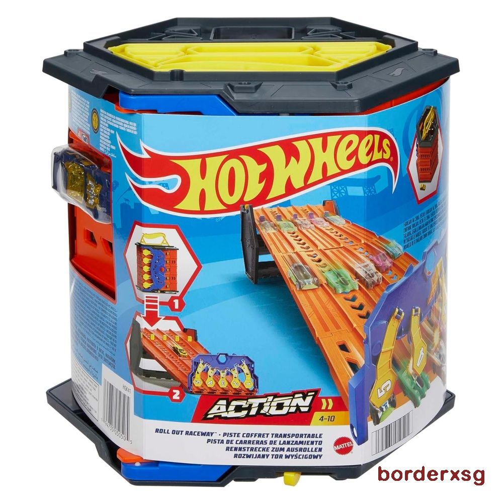 Hot Wheels HGK Rollout Raceway Track Set Can Be Unrolled Into A Five Track Racetrack Storage