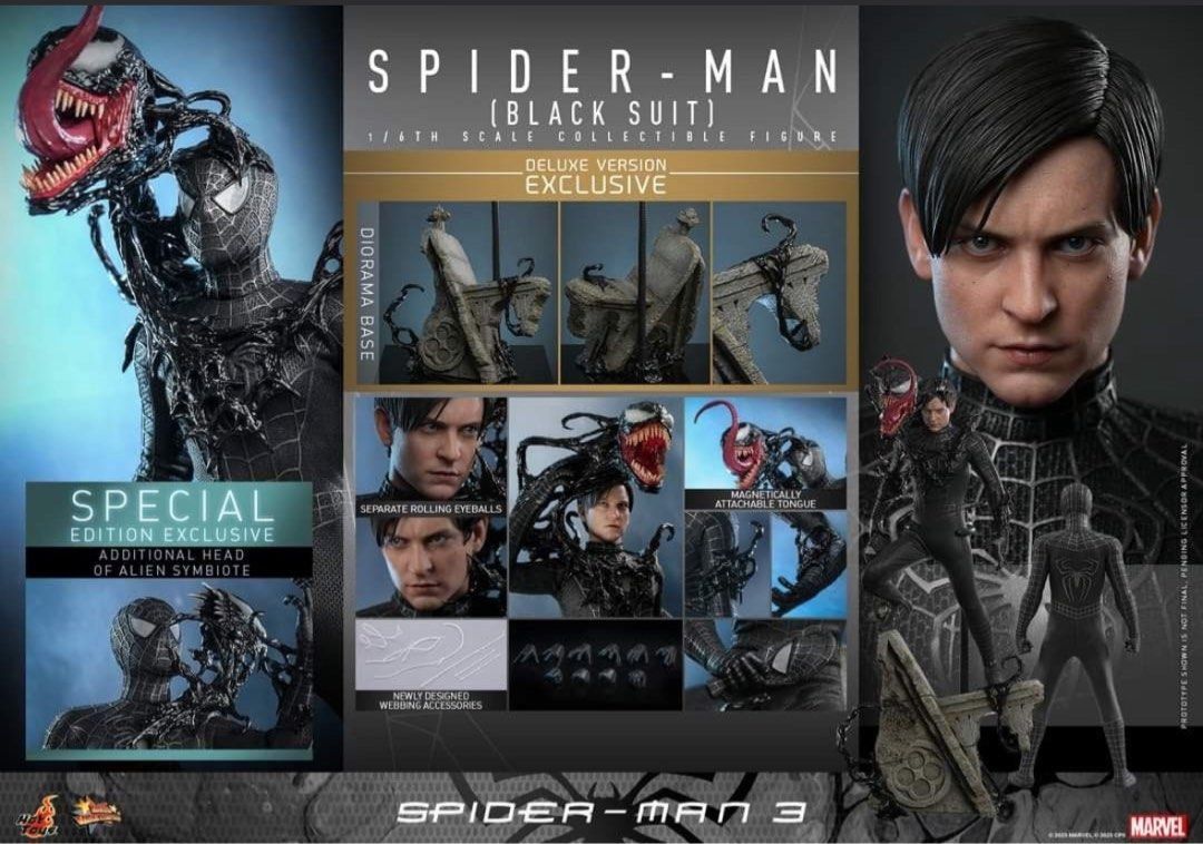 首日訂單 Hot toys hottoys mms b Spiderman 蜘蛛俠 black suit dx with bonus parts 興趣及遊戲 玩具 遊戲類