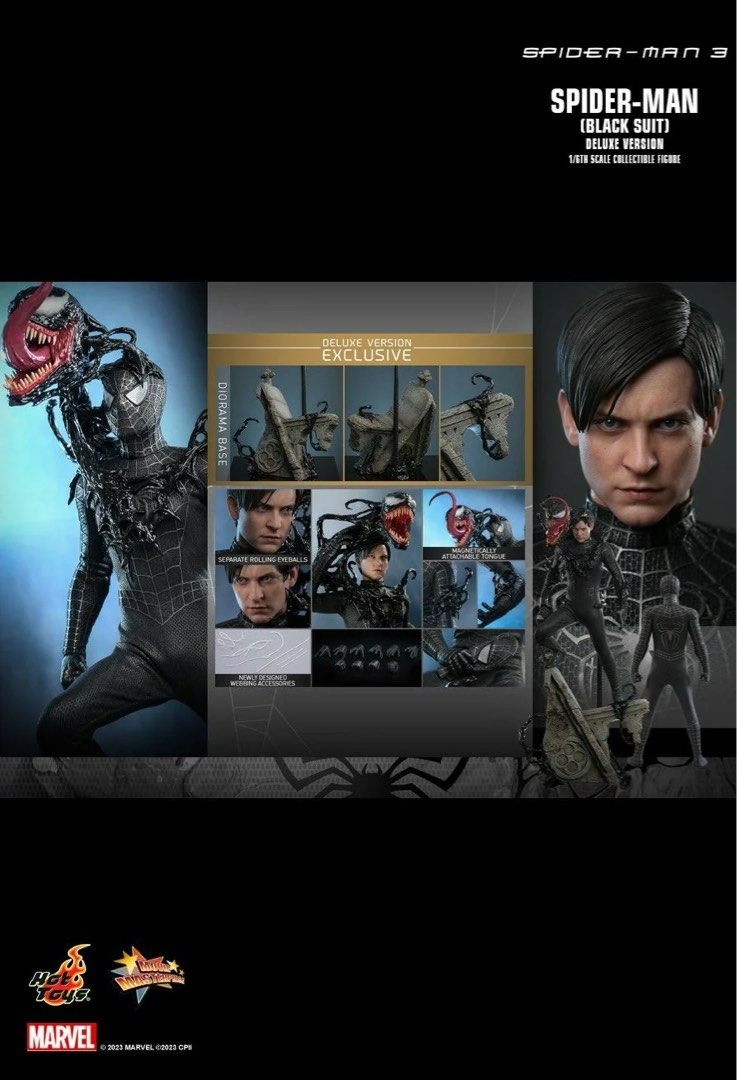 Bonus Part Hottoys Hot Toys Mms Spider Man Spiderman Black Suit Deluxe