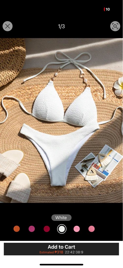 Swim Mod Summer Beach Chain Linked Halter Triangle Bikini Set Women S