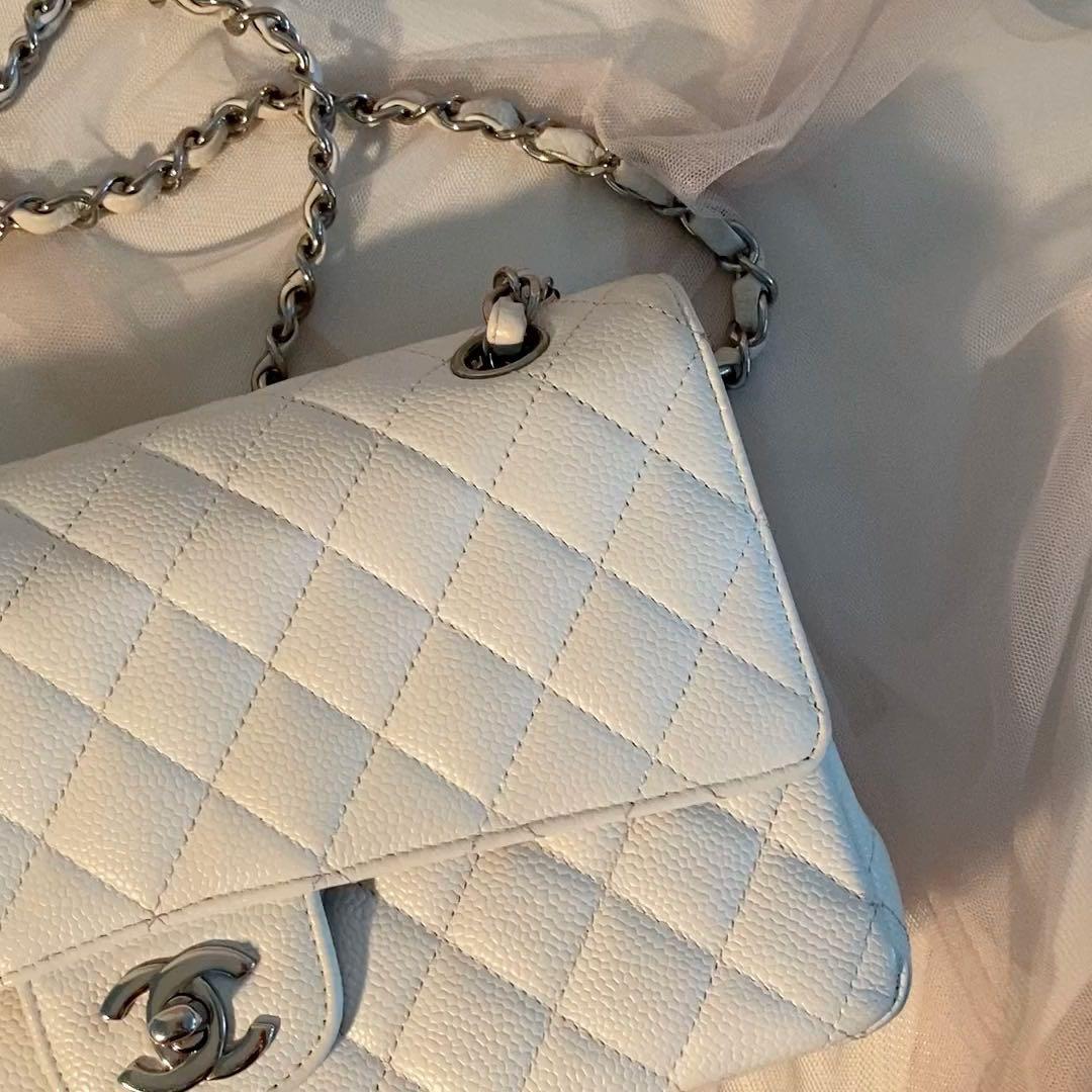 Chanel classic double flap bag in white caviar and SHW [authentic], Luxury,  Bags & Wallets on Carousell