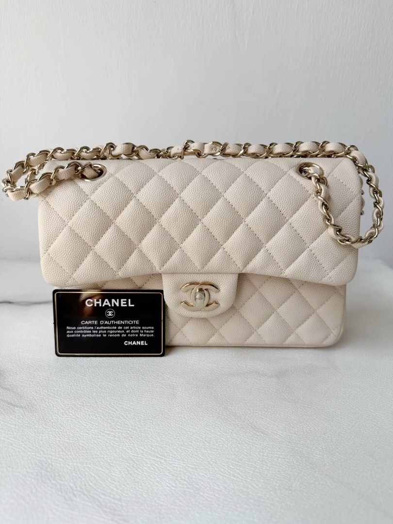 Chanel classic flap small 20C light beige ivory, Luxury, Bags & Wallets on  Carousell