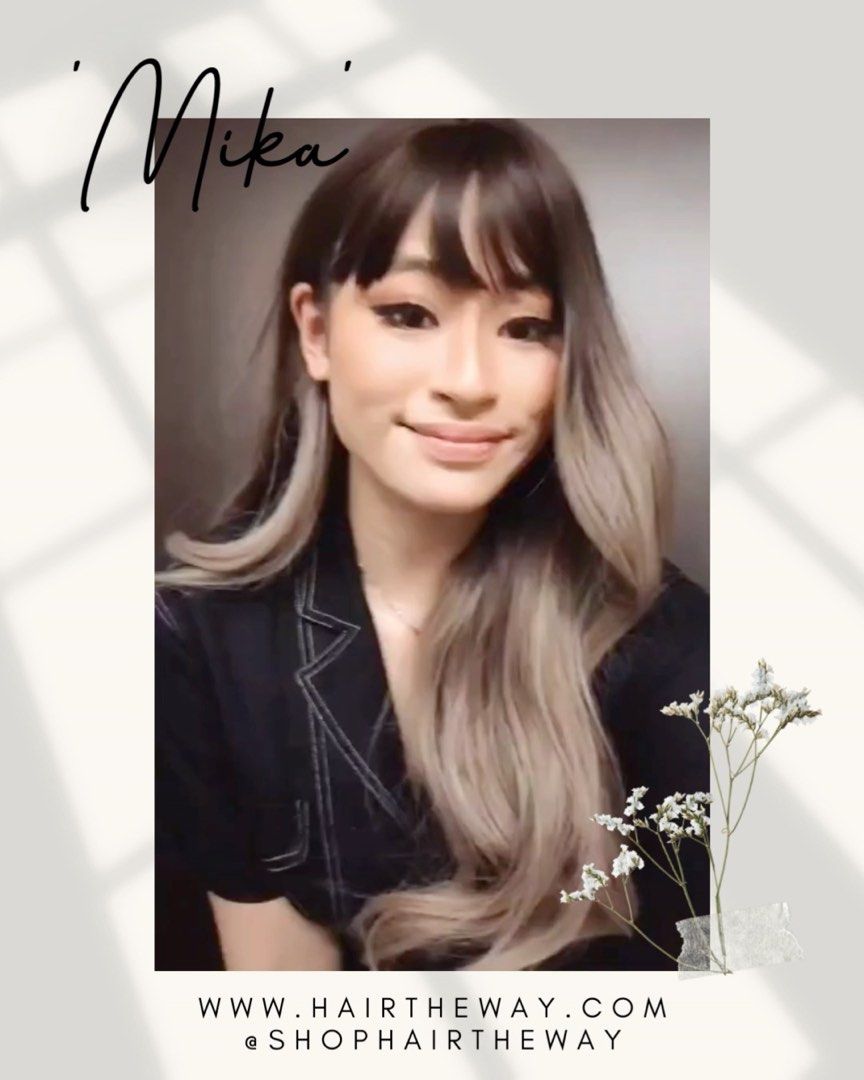 Mika | Brown Ash Blonde Balayage Natural Long Hair Wig With Loose Curls  Perm And Bangs Fringe, Beauty & Personal Care, Hair On Carousell