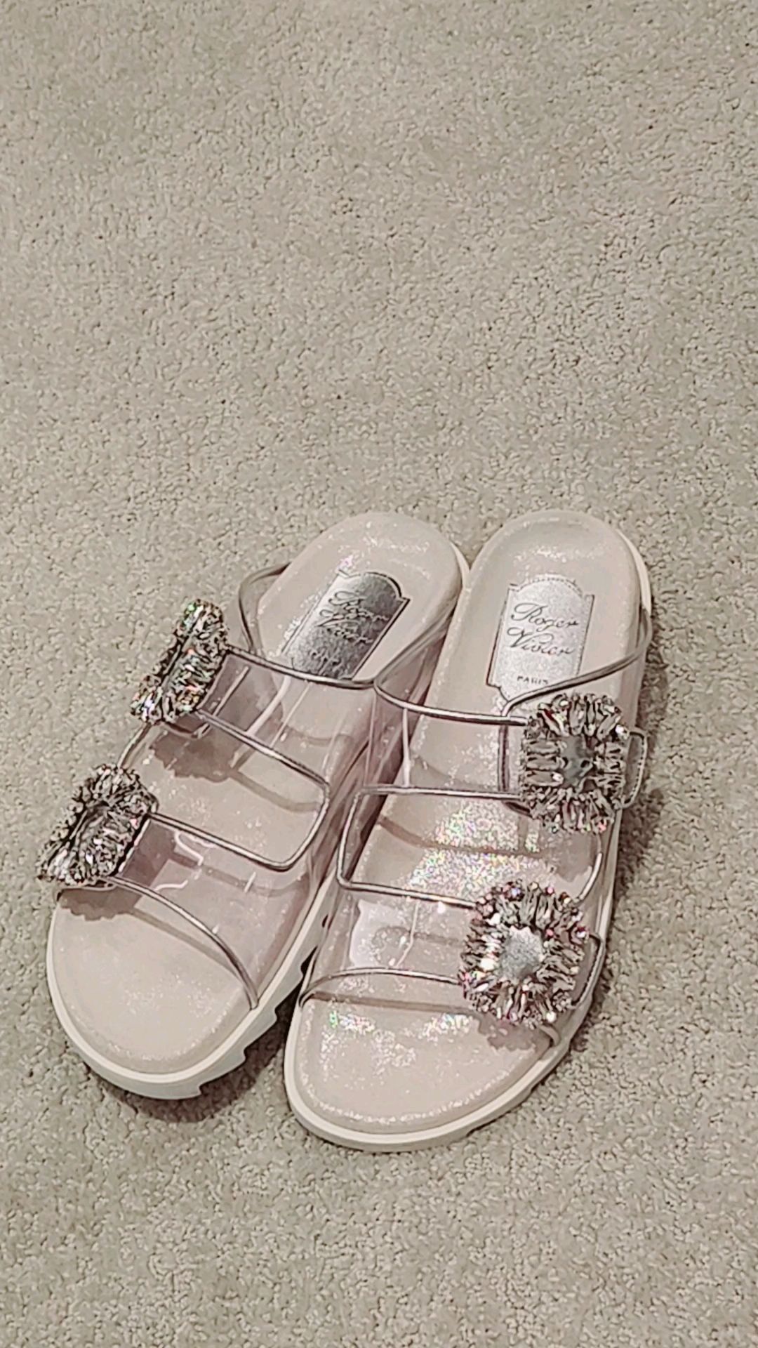 Roger Vivier Slides Crystal Chunck Sandals 37 Luxury Sneakers