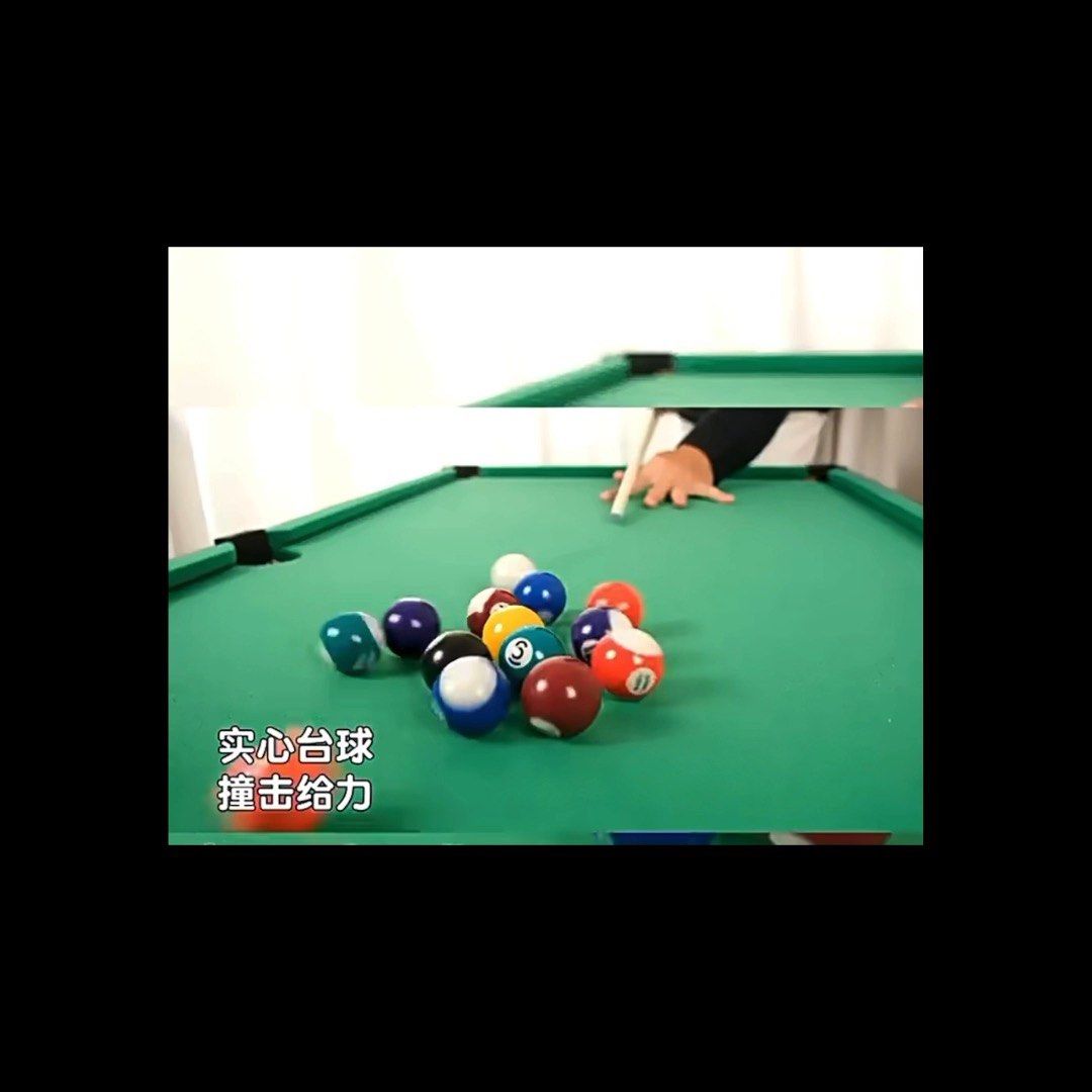 Folding Pool Table/ Billiard Table/ Mini Pool Table/ Cue (135cm Cross Length, Full Kit) (Category: Billiards & Bowling) located in Singapore. Submitted by gadgetwave (Listing ID 1351881303, Image 3). Description: Brand new Weight: 14kg **Able to arrange for delivery** Dimensions: 120cm x 61cm x 66cm (135cm cross length) Comes with: x2 Cue Sticks x16 Cue Balls x1 Cue Triangle x1 Cleaning Brush x1 Allen key x1 Chalk .